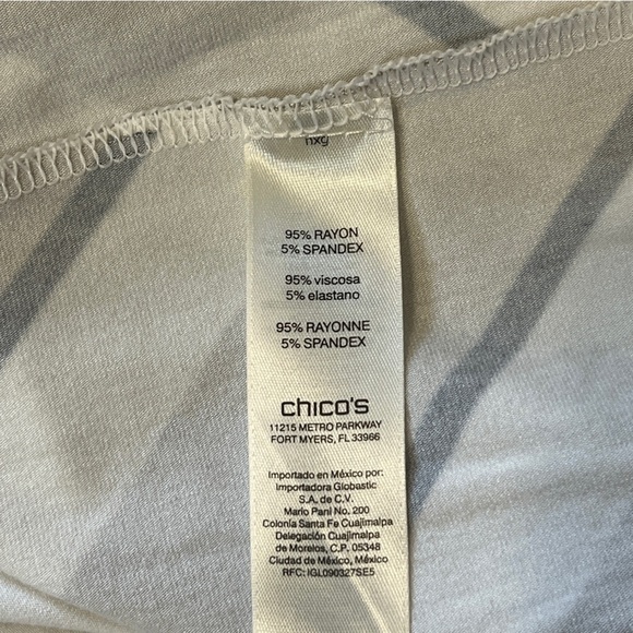 Chico’s Zenergy Knit Diagonal Stripe Short Sleeve Dress. Tan Black Size 2 #1141 - Picture 7 of 7